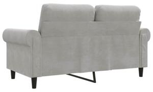 Sofa 2-osobowa, jasnoszara, 120 cm, tapicerowana aksamitem