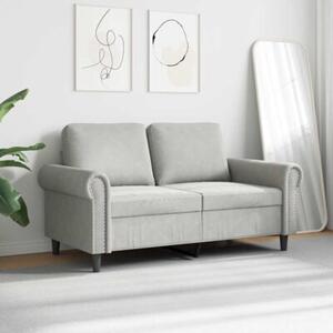 Sofa 2-osobowa, jasnoszara, 120 cm, tapicerowana aksamitem