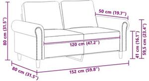 Sofa 2-osobowa, niebieski, 120 cm, tapicerowana aksamitem
