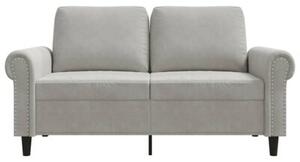 Sofa 2-osobowa, jasnoszara, 120 cm, tapicerowana aksamitem