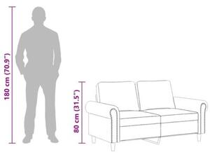 Sofa 2-osobowa, jasnoszara, 120 cm, tapicerowana aksamitem