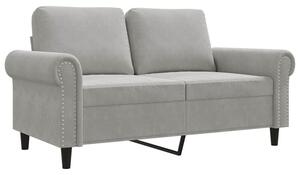 Sofa 2-osobowa, jasnoszara, 120 cm, tapicerowana aksamitem