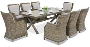 Zestaw obiadowy technorattan Londyn dla 8 osób Garden Point cappuccino