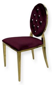 Krzesło Ludwik Gold glamour Bordo - złote krzesła pikowane kryształkami