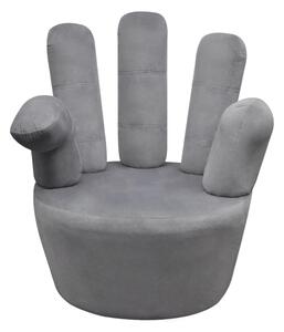 Fotel w kształcie dłoni, szary, aksamit