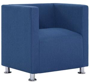 Fotel kubik, niebieski, tkanina
