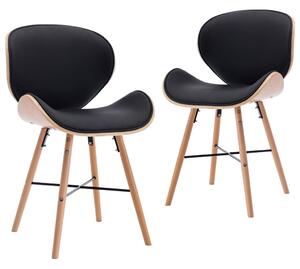 Krzesła jadalniane, 2 szt., czarne, ekoskóra i gięte drewno