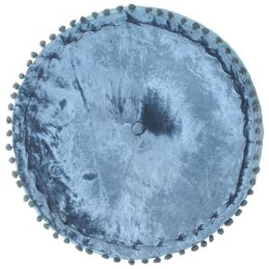 Puf, okrągły, aksamitny, 40x20 cm, niebieski