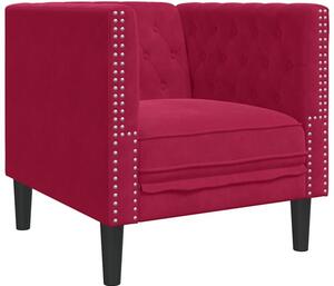 Fotel chesterfield, winna czerwieÅ, tapicerowany aksamitem