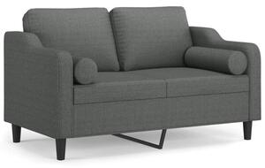 Sofa 2-osobowa z poduszkami, ciemnoszara, 120 cm, tkanina