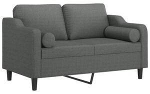 Sofa 2-osobowa z poduszkami, ciemnoszara, 120 cm, tkanina