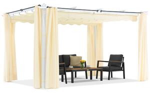 Pergola tarasowa Barbados 3x4 m z zasłonami Garden Point biało-beżowa