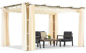 Pergola tarasowa Barbados 3x4 m z zasłonami Garden Point woodlike-beż