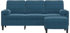 Sofa 3-osobowa z podnÃ³Å¼kiem, niebieska, 180 cm, aksamit