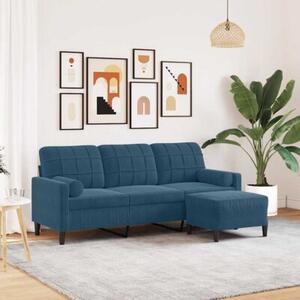 Sofa 3-osobowa z podnÃ³Å¼kiem, niebieska, 180 cm, aksamit