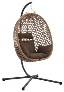 Wiszące krzesło jajo kawowy 104 x 100 x 191 cm polirattan