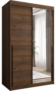 Szafa przesuwna z lustrem Garderoba SIMA T2 120 orzech + u. czarny