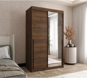Szafa przesuwna z lustrem Garderoba SIMA T2 120 orzech + u. czarny