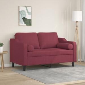 Sofa 2-osobowa z poduszkami, winna czerwieÅ, 120 cm, tkanina