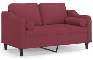 Sofa 2-osobowa z poduszkami, winna czerwieÅ, 120 cm, tkanina