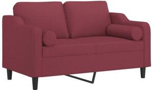 Sofa 2-osobowa z poduszkami, winna czerwieÅ, 120 cm, tkanina
