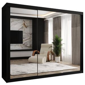 Szafa przesuwna z lustrem Garderoba SIMA T3 250 czarny + u. czarny