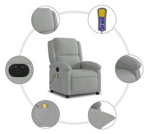 RozkÅadany fotel masujÄ cy, elektryczny, jasnoszary, aksamitny