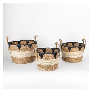 Eurolamp ZESTAW 3x Słomiany koszyk beżowy/czarny 27x20/30x22/36x28 cm EU0537