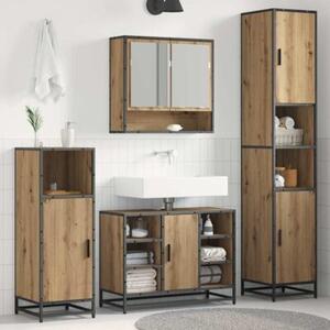 Nowoczesny zestaw mebli łazienkowych z drewna inżynieryjnego w kolorze dąb rzemieślniczy
