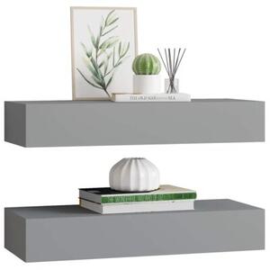 Półki ścienne z szufladą, 2 szt., szare, 60 x 23,5 x 10 cm, mdf