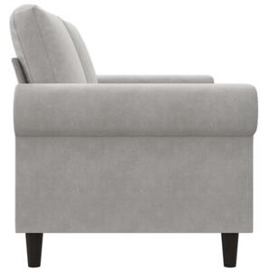 Sofa 2-osobowa, jasnoszara, 140 cm, tapicerowana aksamitem