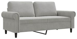 Sofa 2-osobowa, jasnoszara, 140 cm, tapicerowana aksamitem