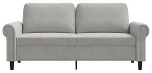 Sofa 2-osobowa, jasnoszara, 140 cm, tapicerowana aksamitem