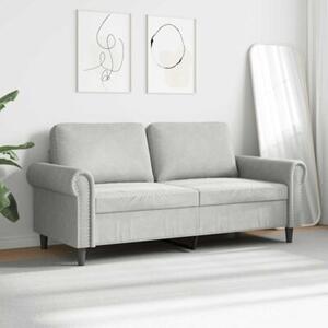 Sofa 2-osobowa, jasnoszara, 140 cm, tapicerowana aksamitem
