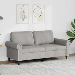 Sofa 2-osobowa, jasnoszara, 140 cm, tapicerowana aksamitem