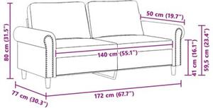 Sofa 2-osobowa, jasnoszara, 140 cm, tapicerowana aksamitem
