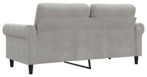 Sofa 2-osobowa, jasnoszara, 140 cm, tapicerowana aksamitem