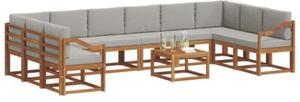 Modularny zestaw sof ogrodowych z litego drewna akacjowego w naturalnym kolorze