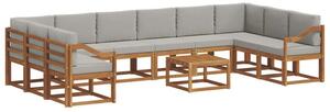Modularny zestaw sof ogrodowych z litego drewna akacjowego w naturalnym kolorze