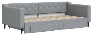 Sofa rozsuwana z szufladami, jasnoszara, 100x200 cm, tkanina