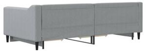 Sofa rozsuwana z szufladami, jasnoszara, 100x200 cm, tkanina