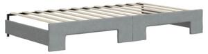 Sofa rozsuwana z szufladami, jasnoszara, 100x200 cm, tkanina