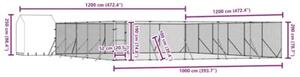 Kojec dla psa z dachem, srebrny, 12x12x2,5 m stal galwanizowana