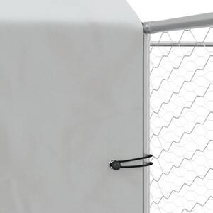 Kojec dla psa z dachem, srebrny, 12x12x2,5 m stal galwanizowana