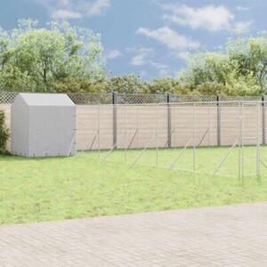 Kojec dla psa z dachem, srebrny, 12x12x2,5 m stal galwanizowana