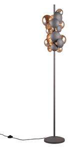 Lampa stojąca w szaro-złotym kolorze ze szklanym kloszem (wys. 155 cm) Bubble – Trio Select