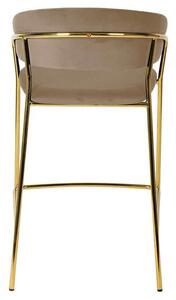 Barowe krzesło Margo do nowoczesnych wnętrz khaki beżowe - złoty || Khaki
