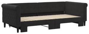 Sofa rozsuwana, czarna, 90x200 cm, aksamit