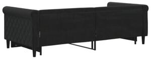 Sofa rozsuwana, czarna, 90x200 cm, aksamit