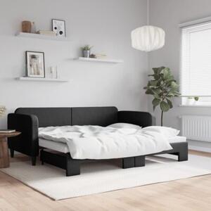 Sofa rozsuwana, czarna, 90x190 cm, tkanina